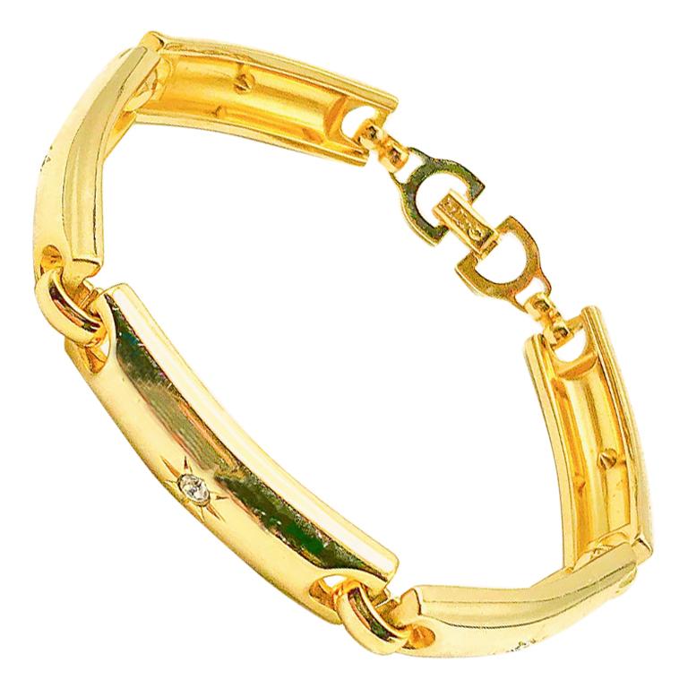 Art déco Vintage Christian Dior Gold Under the Stars Celestial Line Bracelet 1980 en vente