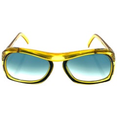 Christian Dior - Lunettes de soleil carrées vertes et jaunes vintage