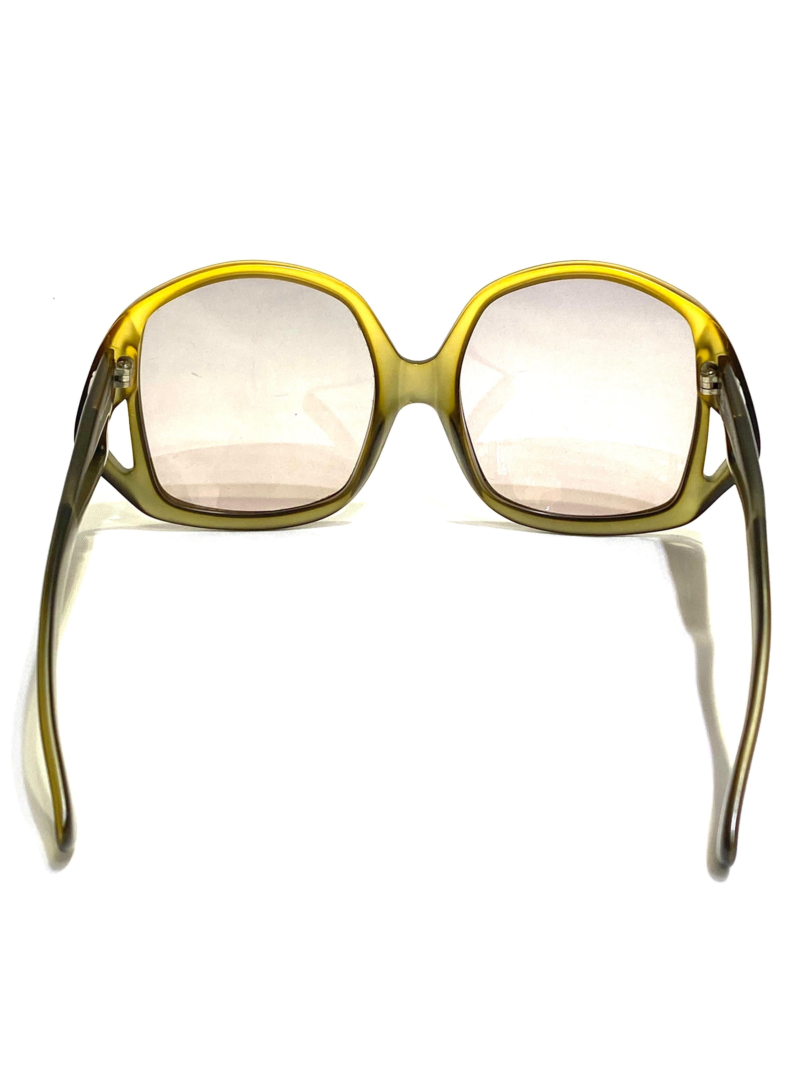 Vintage Christian Dior Green Square Sunglasses In Excellent Condition For Sale In Beverly Hills, CA