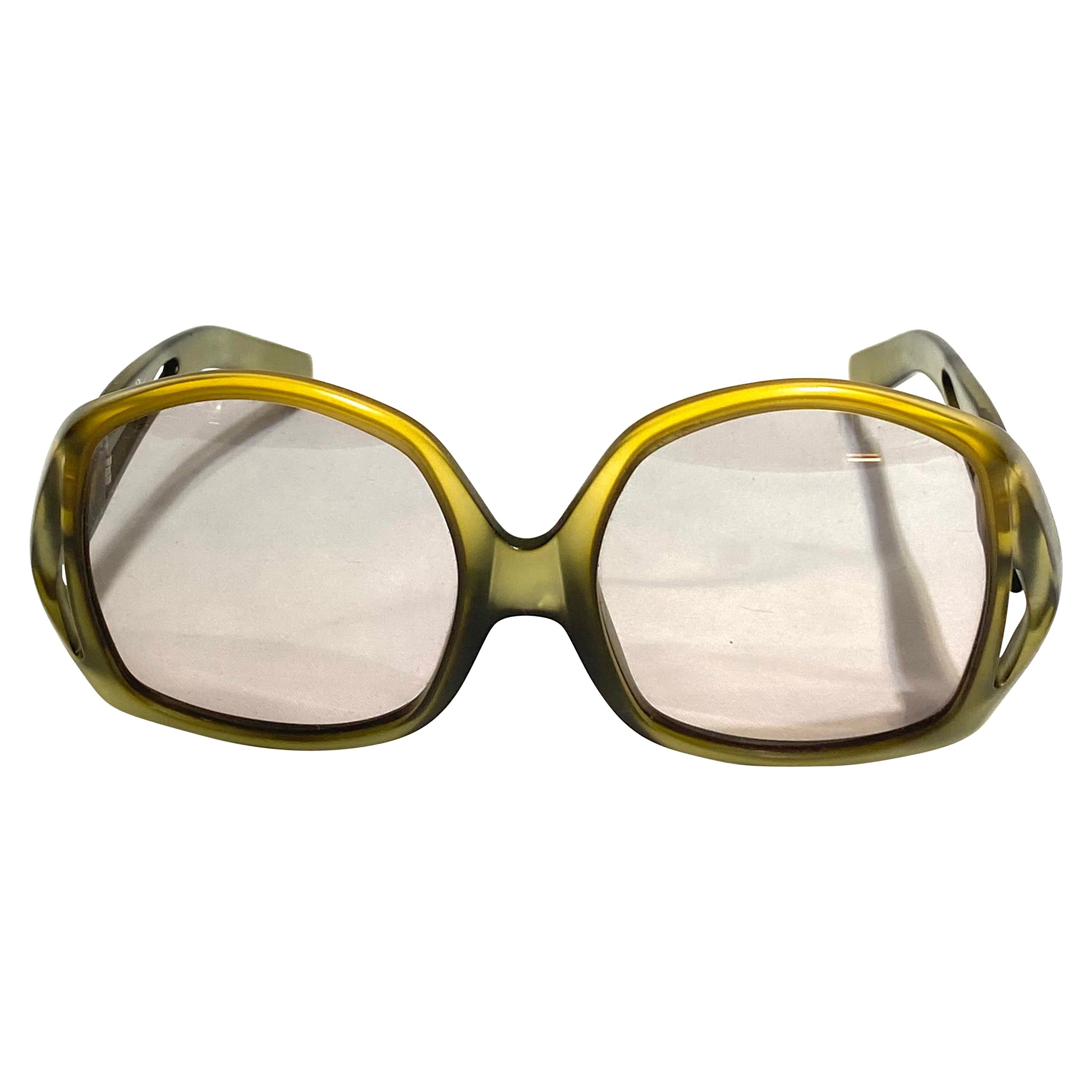 Vintage Christian Dior Green Square Sunglasses For Sale
