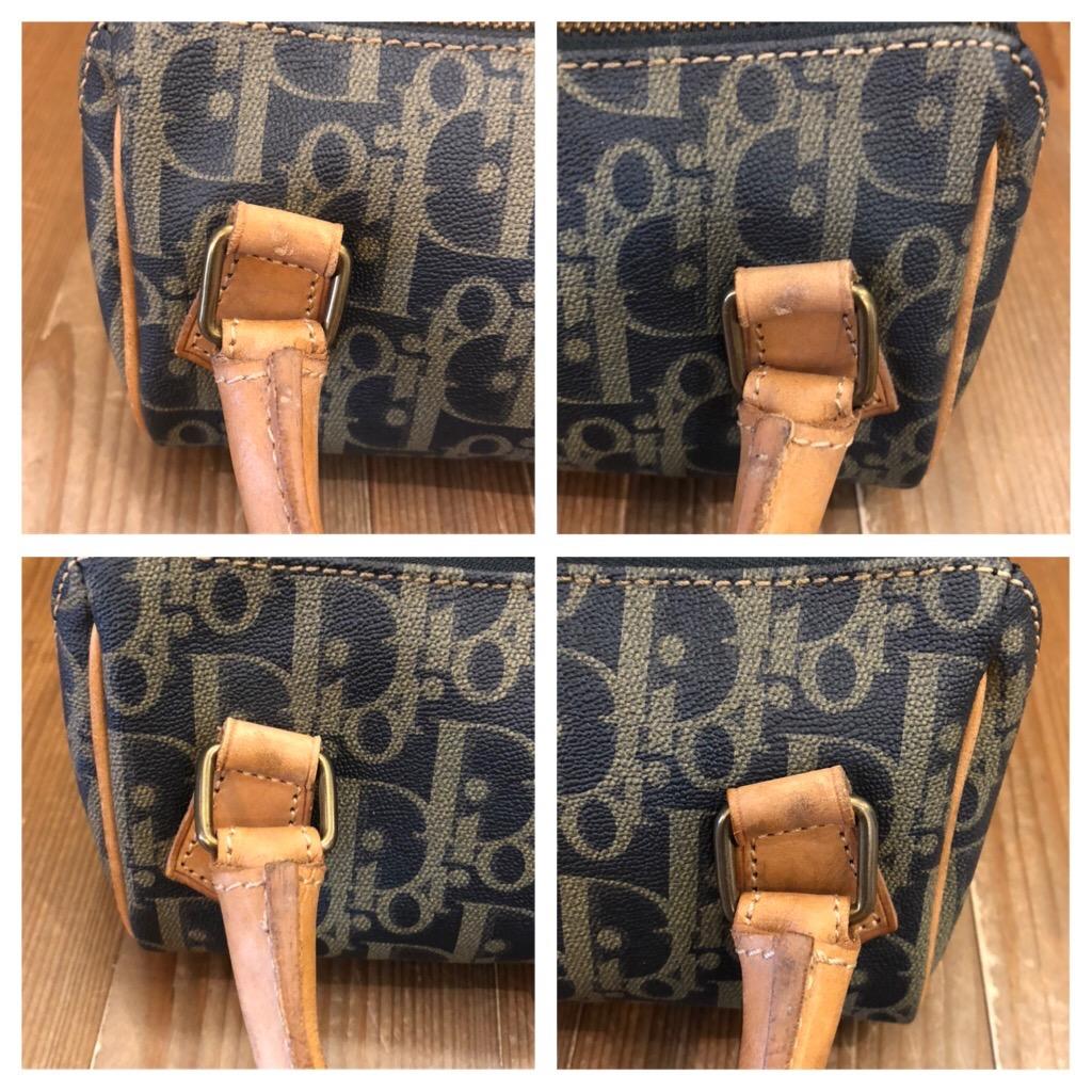 Gray Vintage CHRISTIAN DIOR Coated Trotter Canvas Mini Boston Bag Grey Khaki