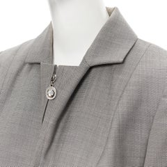 vintage CHRISTIAN DIOR grey wool CD charm panel jacket pants set FR40 M