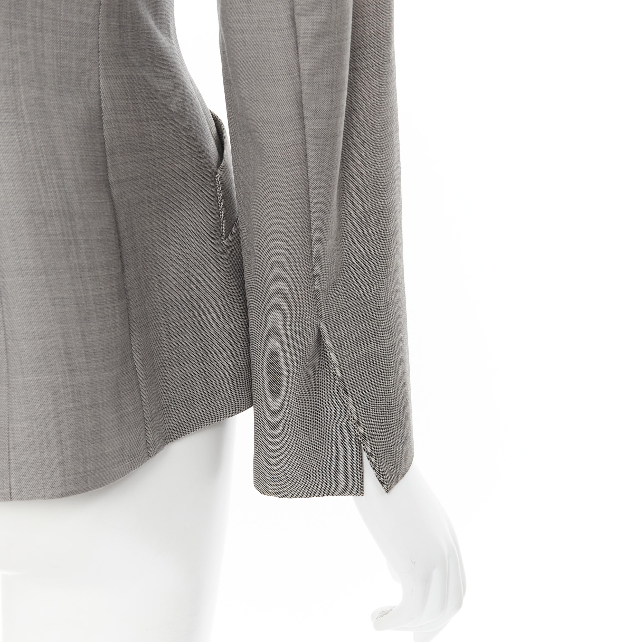 Women's vintage CHRISTIAN DIOR grey wool CD charm panel jacket pants set FR40 M For Sale