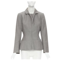 vintage CHRISTIAN DIOR grey wool CD charm panel jacket pants set FR40 M