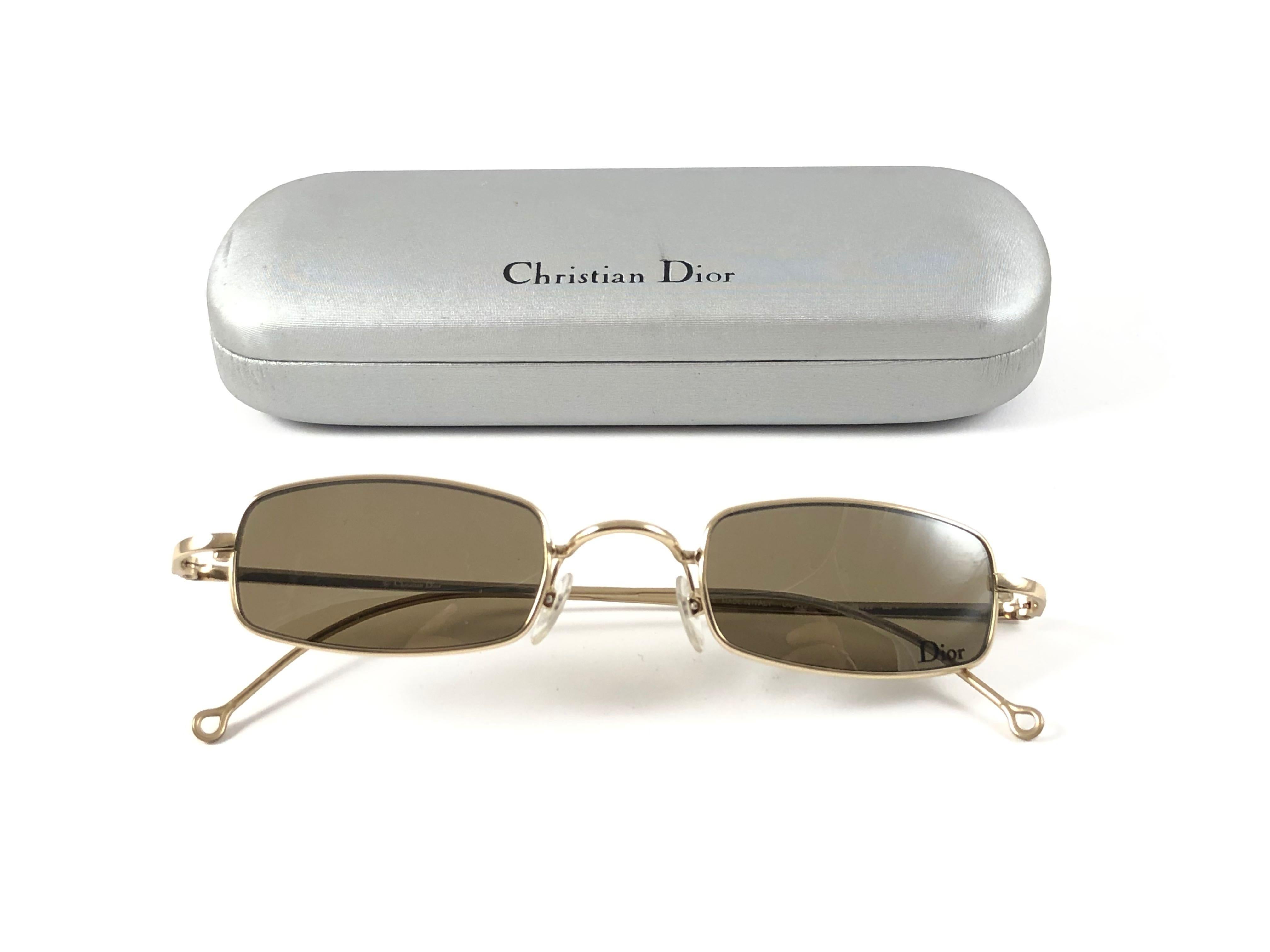 Vintage Christian Dior HANOI 000 Small Gold Sunglasses 2000'S Y2K For Sale 1