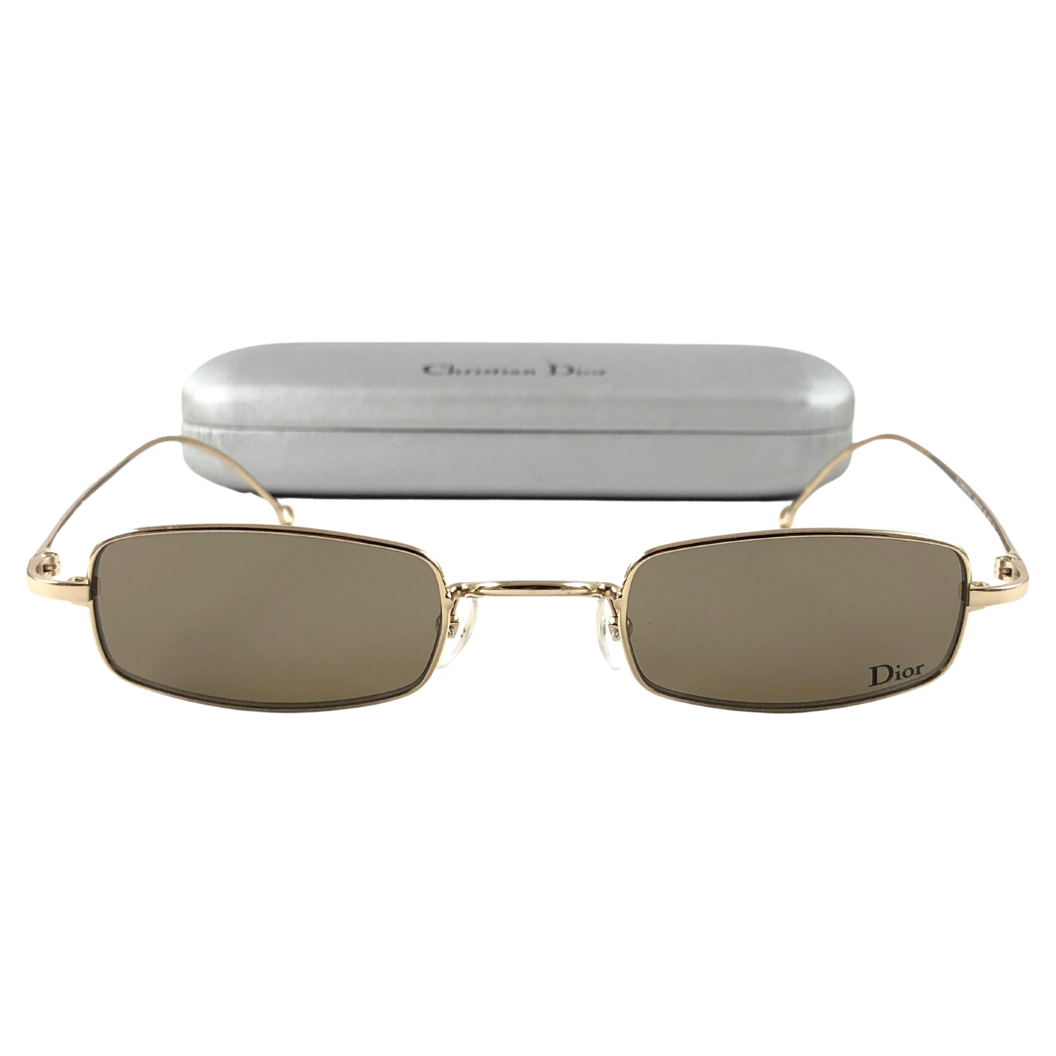 Vintage Christian Dior HANOI 000 Small Gold Sunglasses 2000'S Y2K For Sale