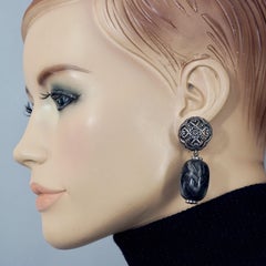 Vintage CHRISTIAN DIOR Heart Filigree Olive Drop Earrings