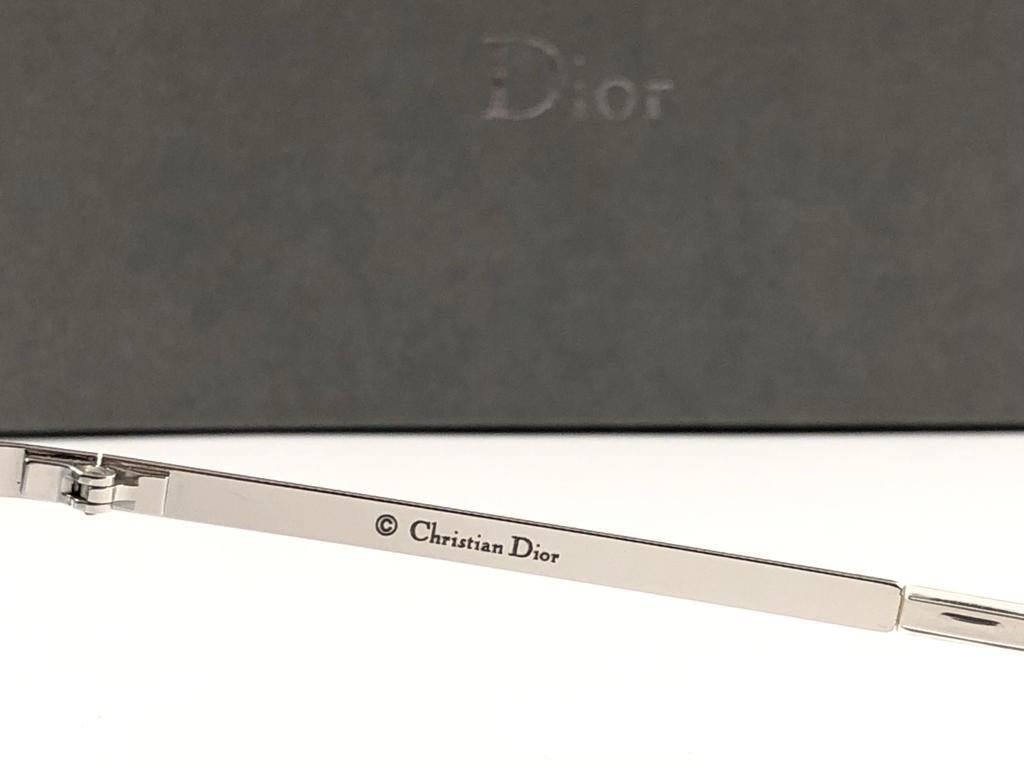 Gray Vintage Christian Dior HIT Light Blue Lens Wrap Sunglasses Fall 2000 Y2K For Sale