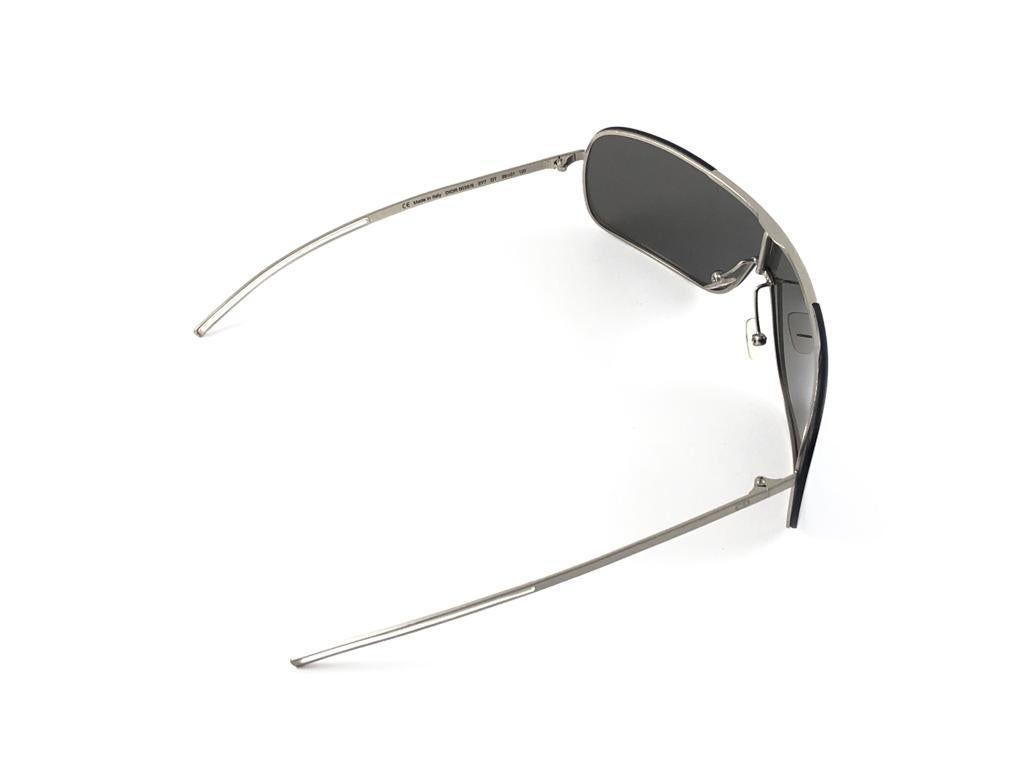 Vintage Christian Dior Homme 0038 Metallic Silver Wrap Sunglasses Fall 2000 Y2K For Sale 1
