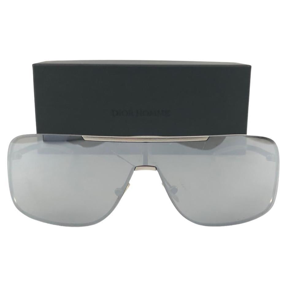 Vintage Christian Dior Homme 0038 Metallic Silver Wrap Sunglasses Fall 2000 Y2K For Sale