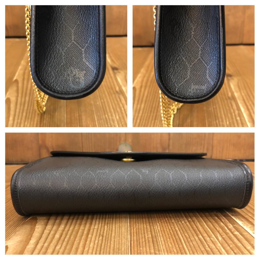 Black Vintage CHRISTIAN DIOR Honeycomb Coated Canvas Chain Shoulder Bag
