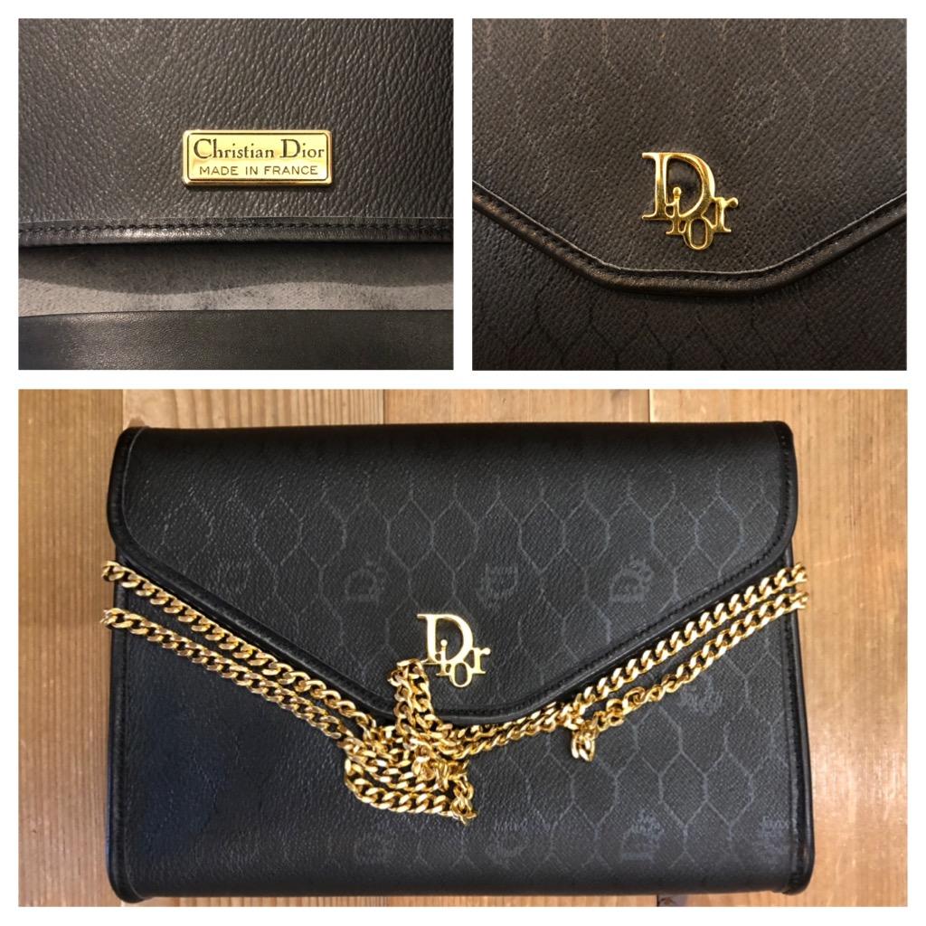 Vintage CHRISTIAN DIOR Honeycomb Coated Canvas Chain Shoulder Bag In Good Condition In Bangkok, TH