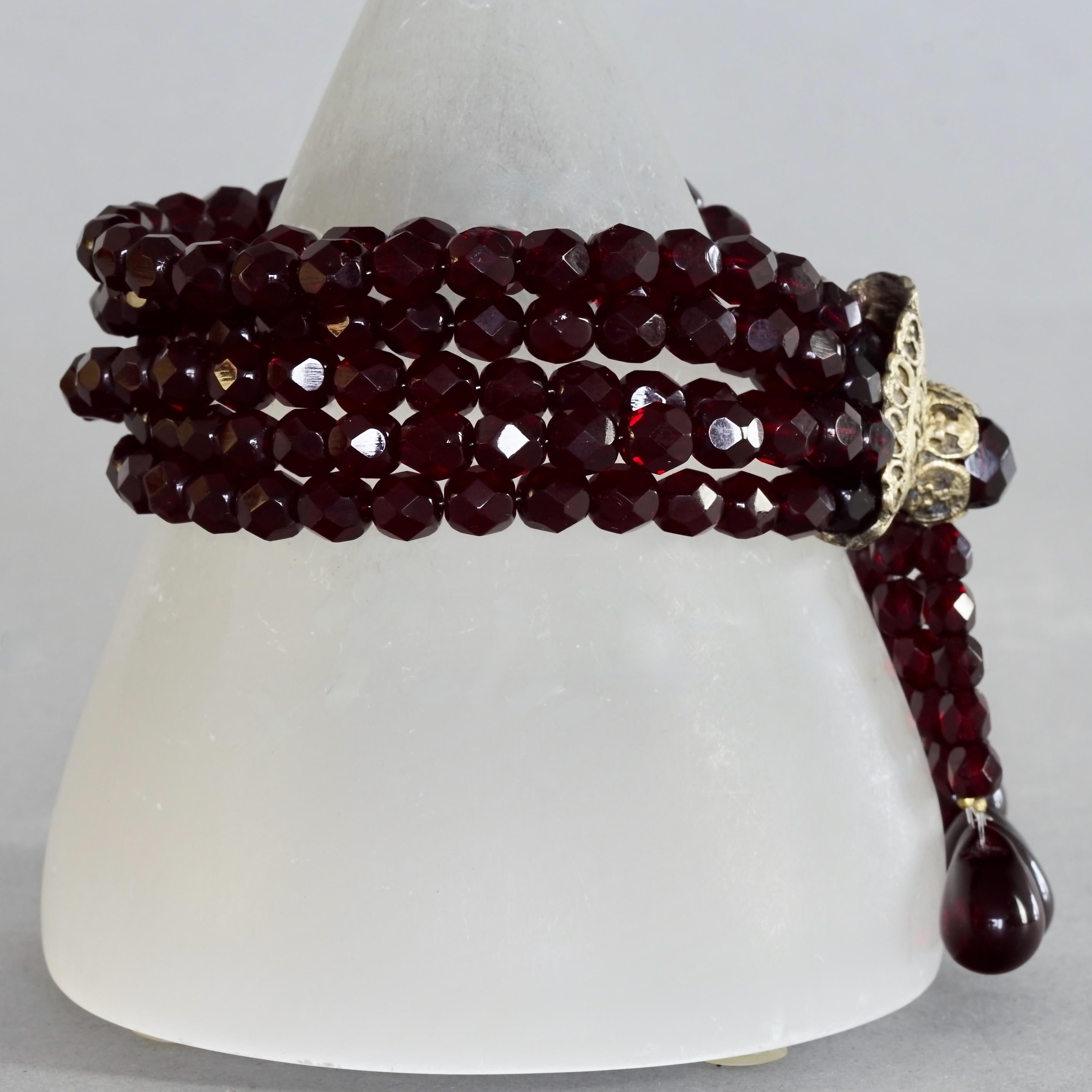 Vintage CHRISTIAN DIOR Hypnotic Poison Multi Strand Garnet Beaded Bracelet For Sale 1