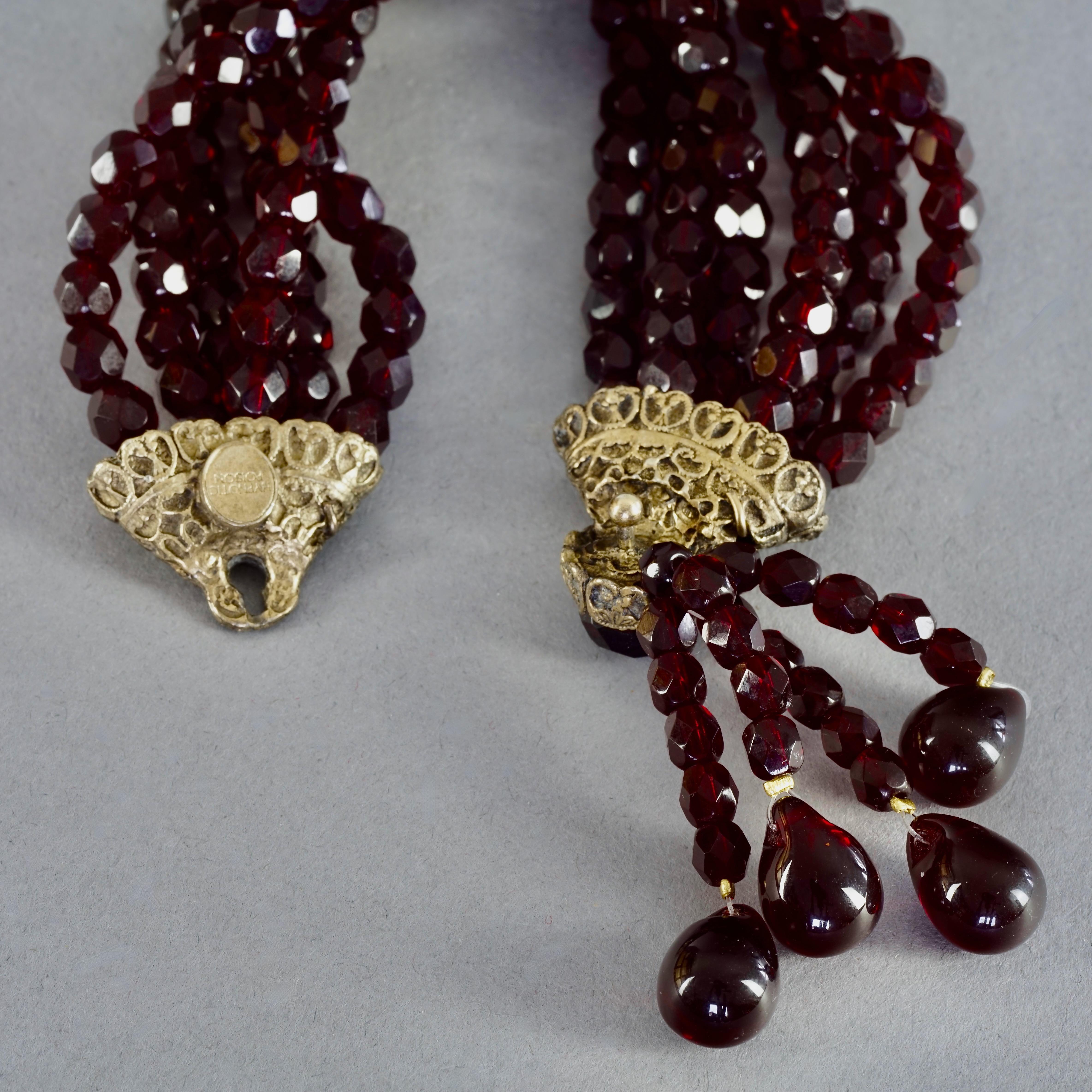 Vintage CHRISTIAN DIOR Hypnotic Poison Multi Strand Garnet Beaded Bracelet For Sale 3