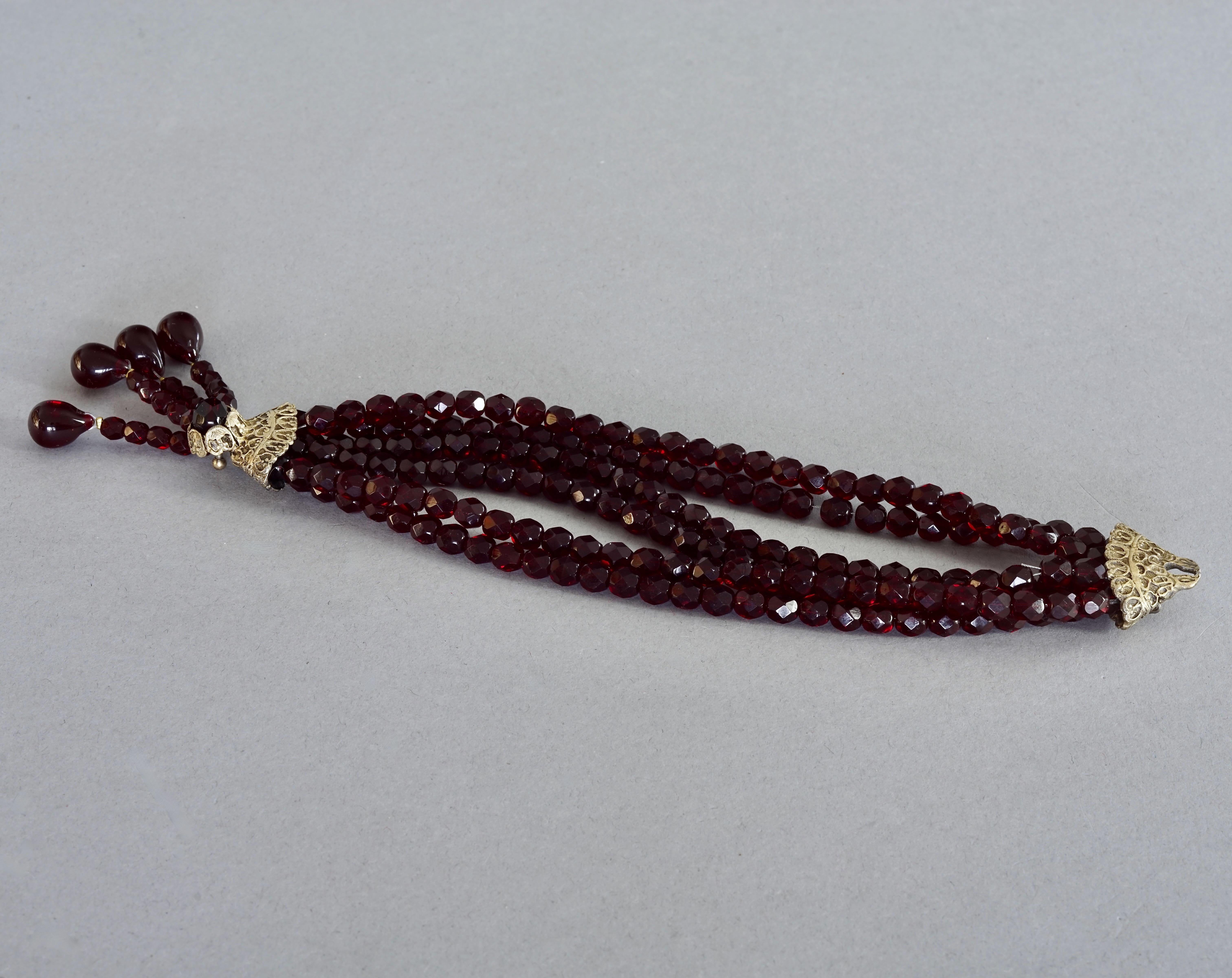 Vintage CHRISTIAN DIOR Hypnotic Poison Multi Strand Garnet Beaded Bracelet For Sale 5