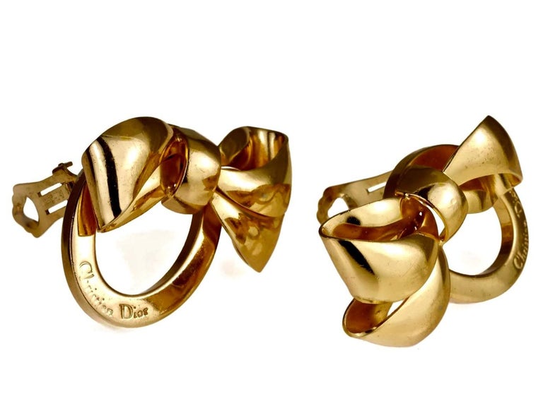 Vintage CHRISTIAN DIOR Iconic French Bow Frame Earrings at 1stDibs