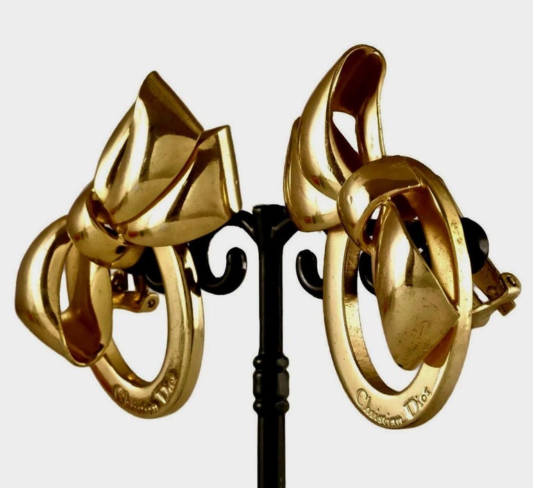 Vintage CHRISTIAN DIOR Iconic French Bow Frame Earrings at 1stDibs