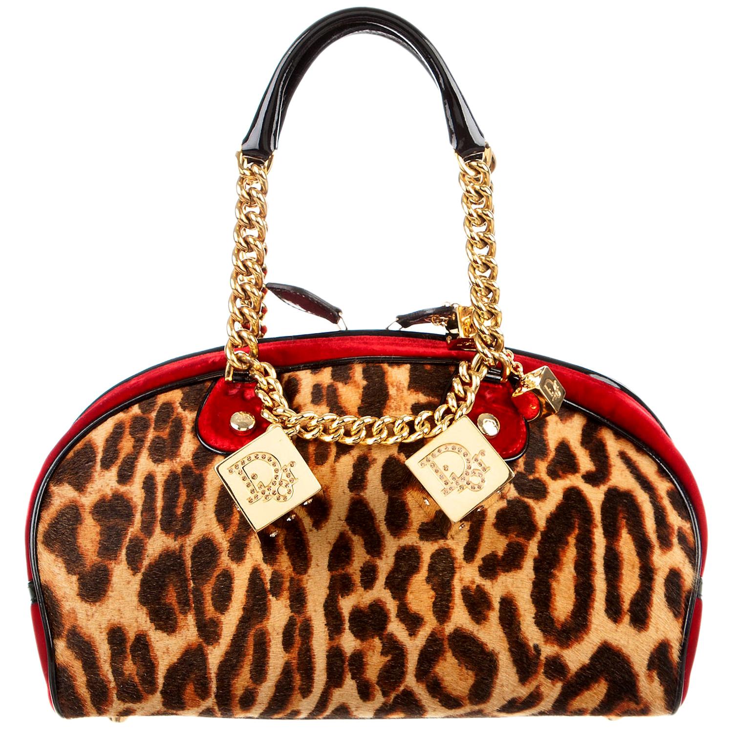Vintage Christian Dior Iconic Leopard Gambler Bag 2004