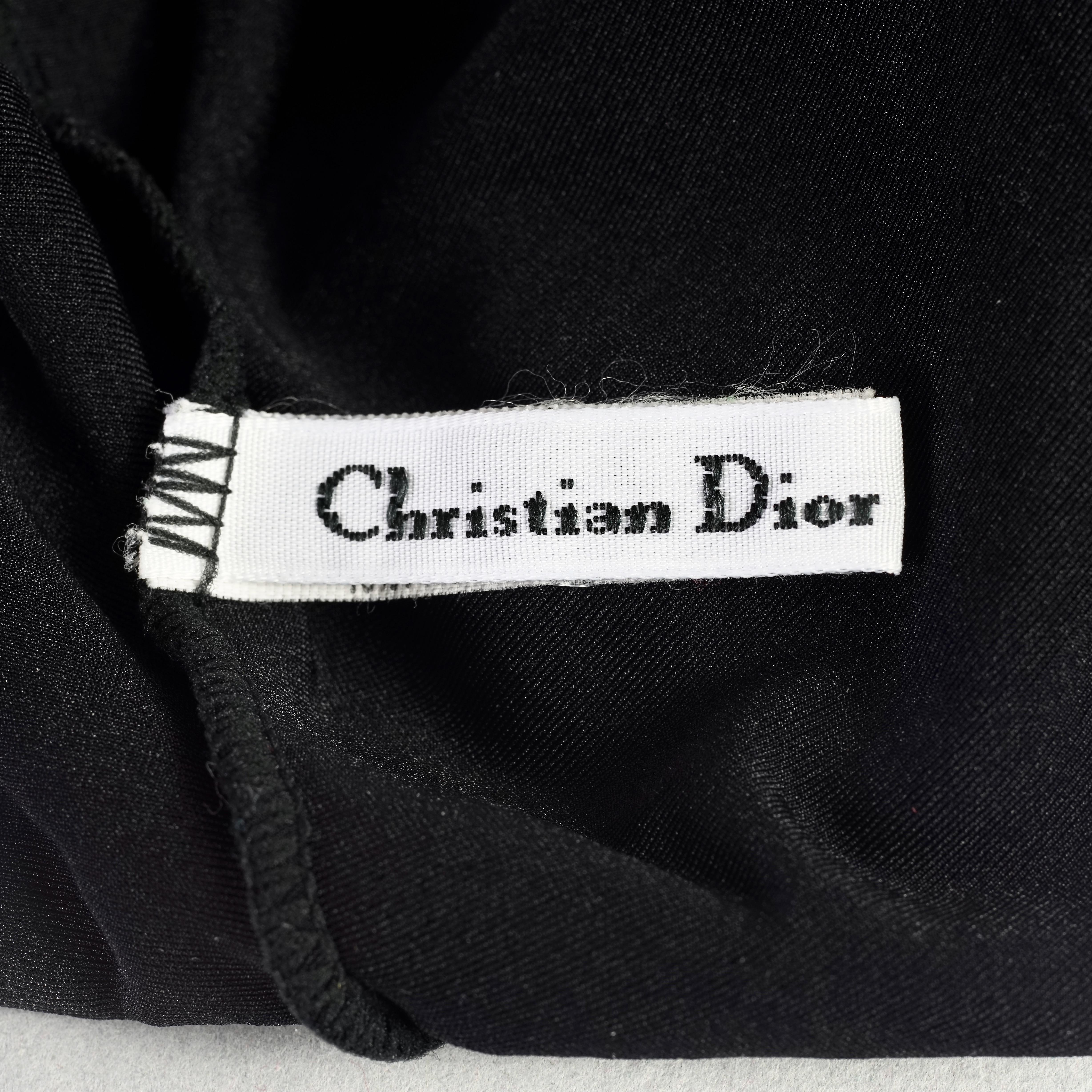 Vintage CHRISTIAN DIOR Insignia Logo Monogram Black Bodysuit For Sale 2