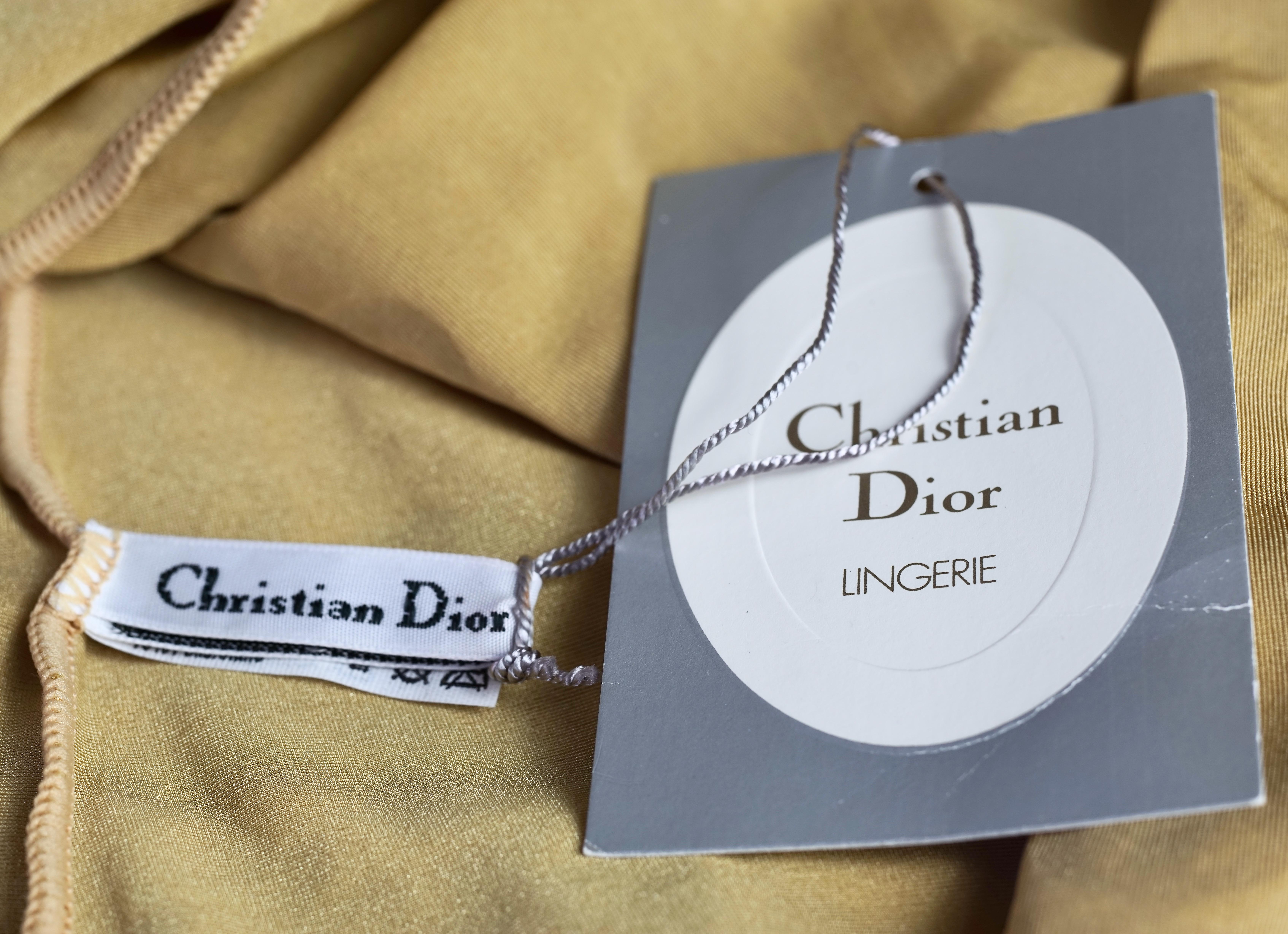 Vintage CHRISTIAN DIOR Insignia Monogram Yellow Bodysuit For Sale 3