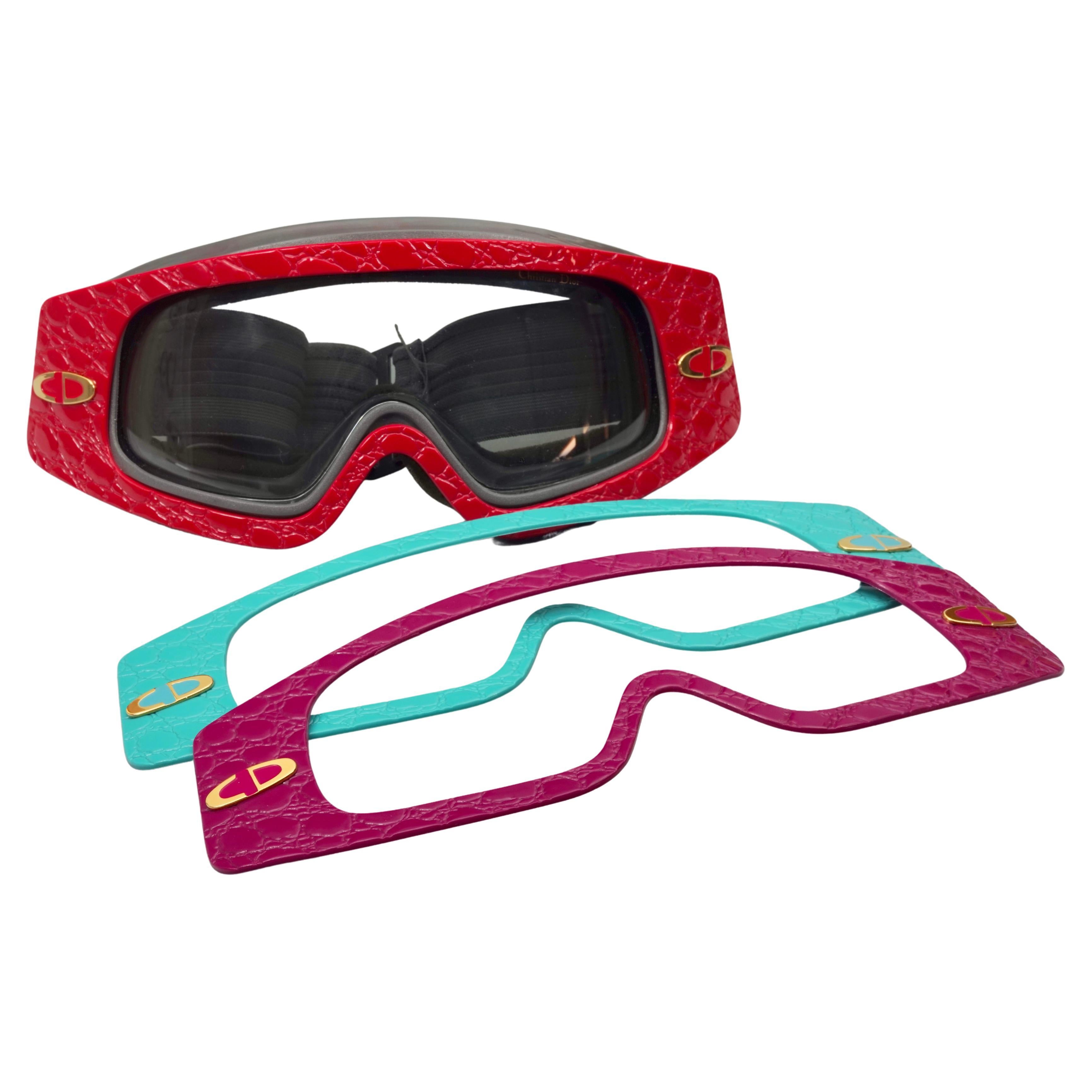 Vintage CHRISTIAN DIOR Interchangeable 3 Face Plates Ski Goggles Sunglasses