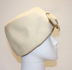 Vintage Christian Dior Ivory Colour Hat with Bow