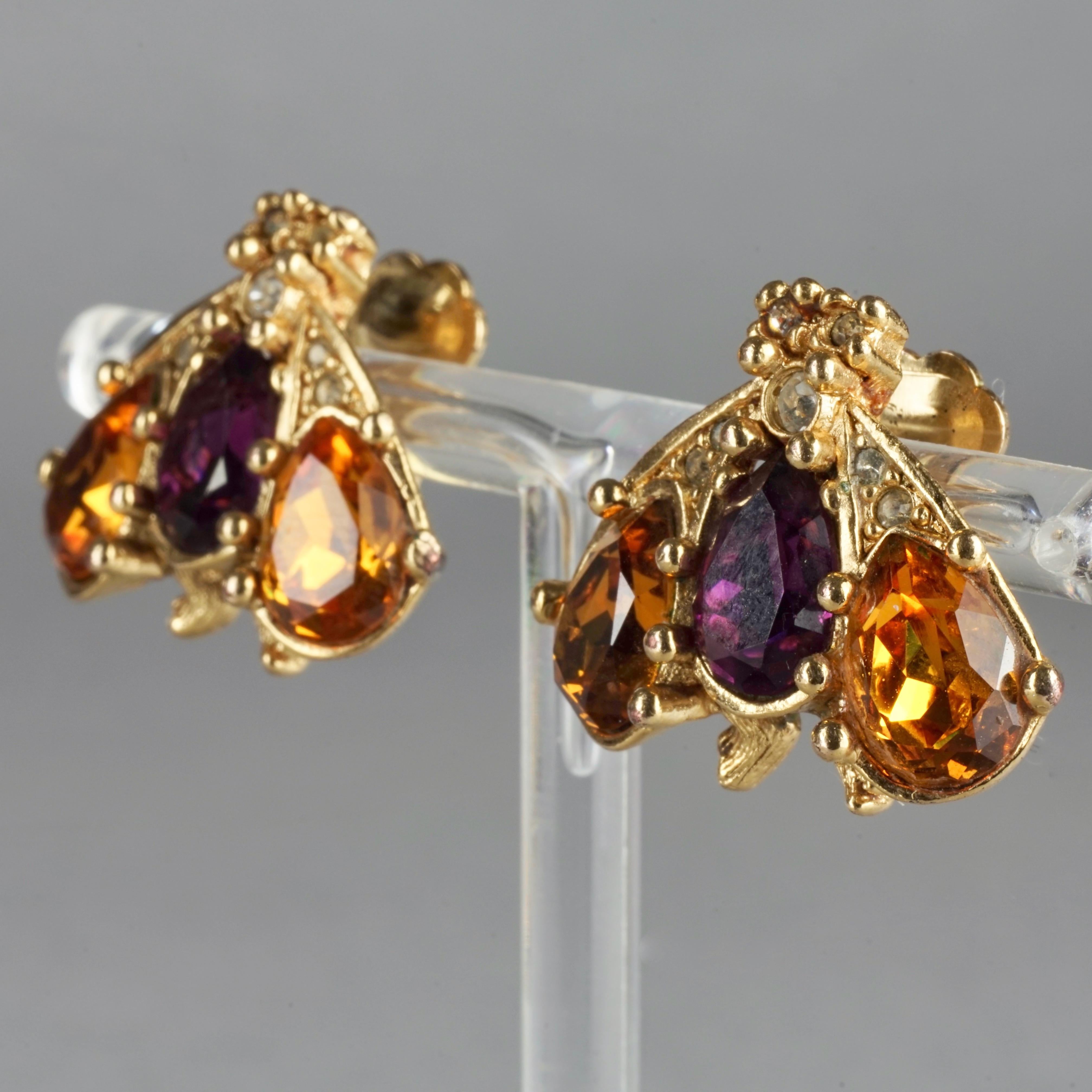 Vintage CHRISTIAN DIOR Jewelled Bumble Bee Earrings In Excellent Condition In Kingersheim, Alsace