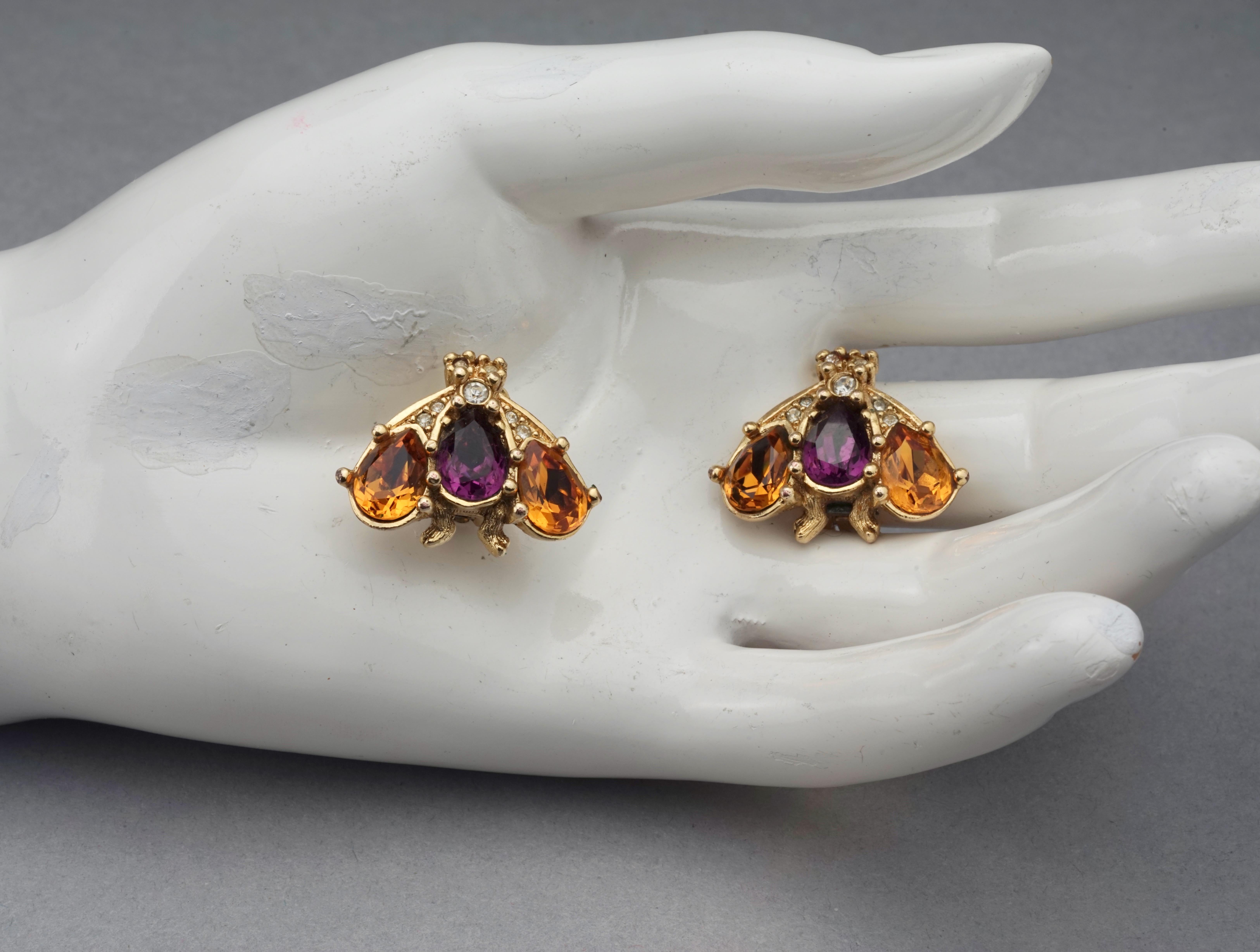 Vintage CHRISTIAN DIOR Jewelled Bumble Bee Earrings 1
