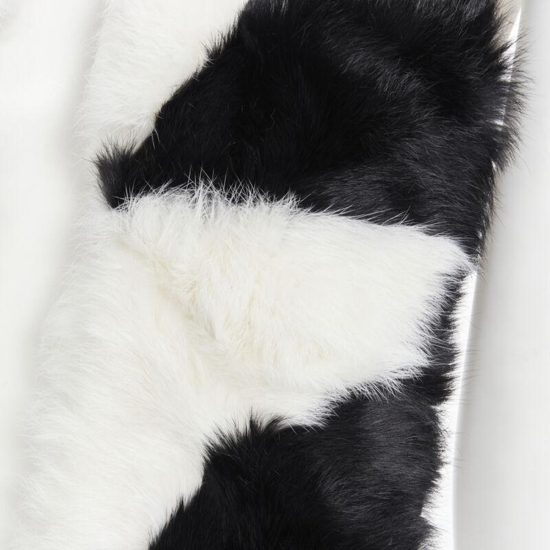 vintage CHRISTIAN DIOR John Galliano 2003 black white rabbit fur velvet scarf For Sale 5