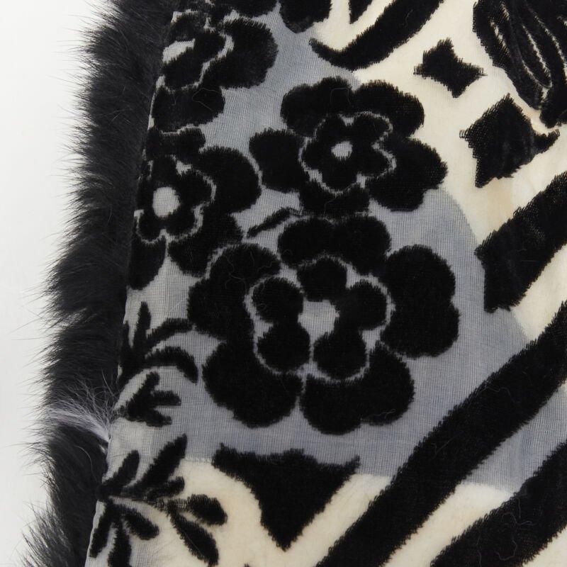 vintage CHRISTIAN DIOR John Galliano 2003 black white rabbit fur velvet scarf For Sale 4