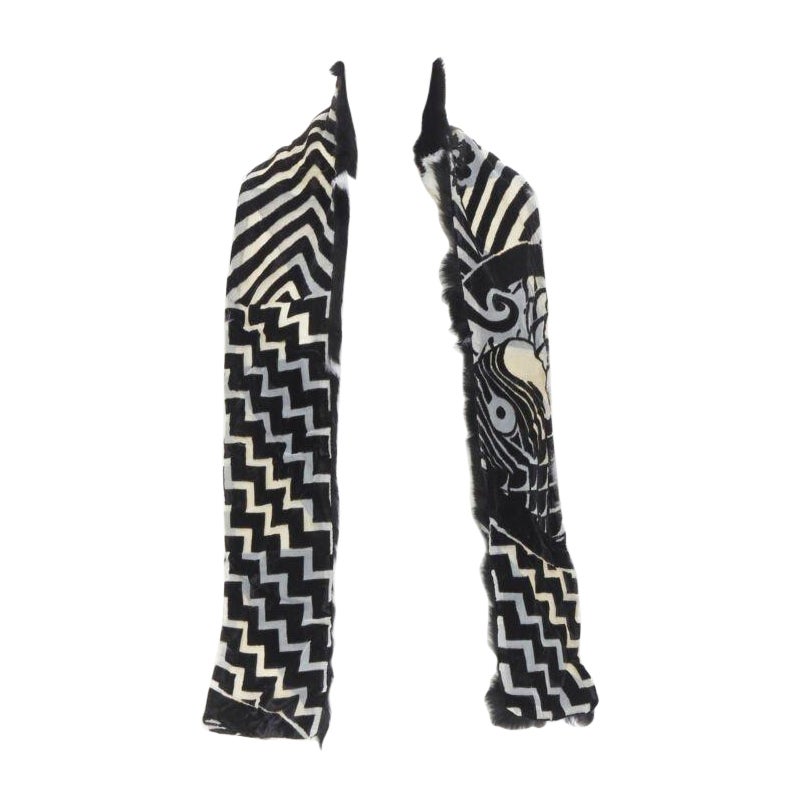 vintage CHRISTIAN DIOR John Galliano 2003 black white rabbit fur velvet scarf