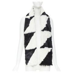 vintage CHRISTIAN DIOR John Galliano 2003 black white rabbit fur velvet scarf