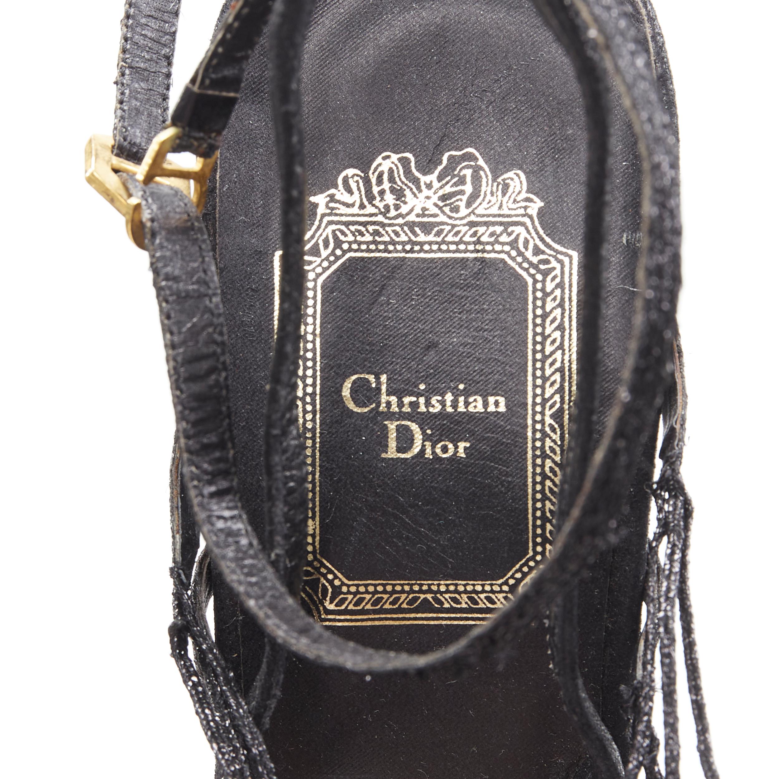 vintage CHRISTIAN DIOR John Galliano black strappy red bead sandal EU36.5 3