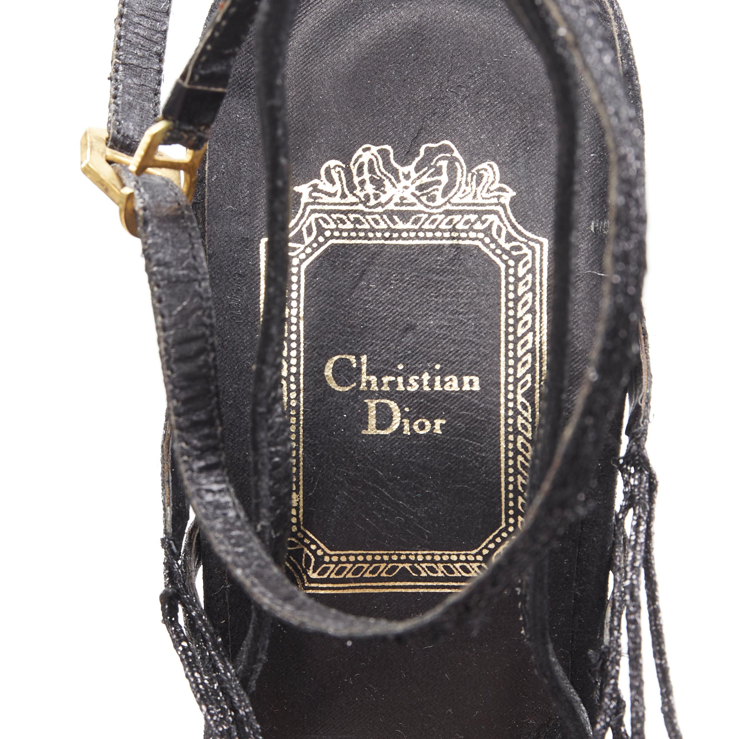 CHRISTIAN DIOR John Galliano Schwarze Vintage-Perlensandalen mit Riemchen EU36,5 6