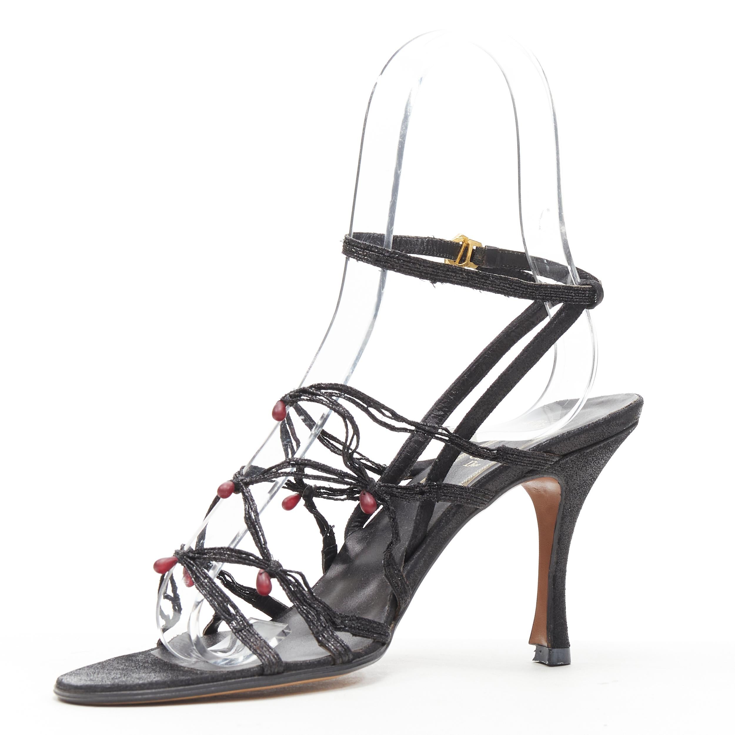 CHRISTIAN DIOR John Galliano Schwarze Vintage-Perlensandalen mit Riemchen EU36,5 im Zustand „Gut“ in Hong Kong, NT
