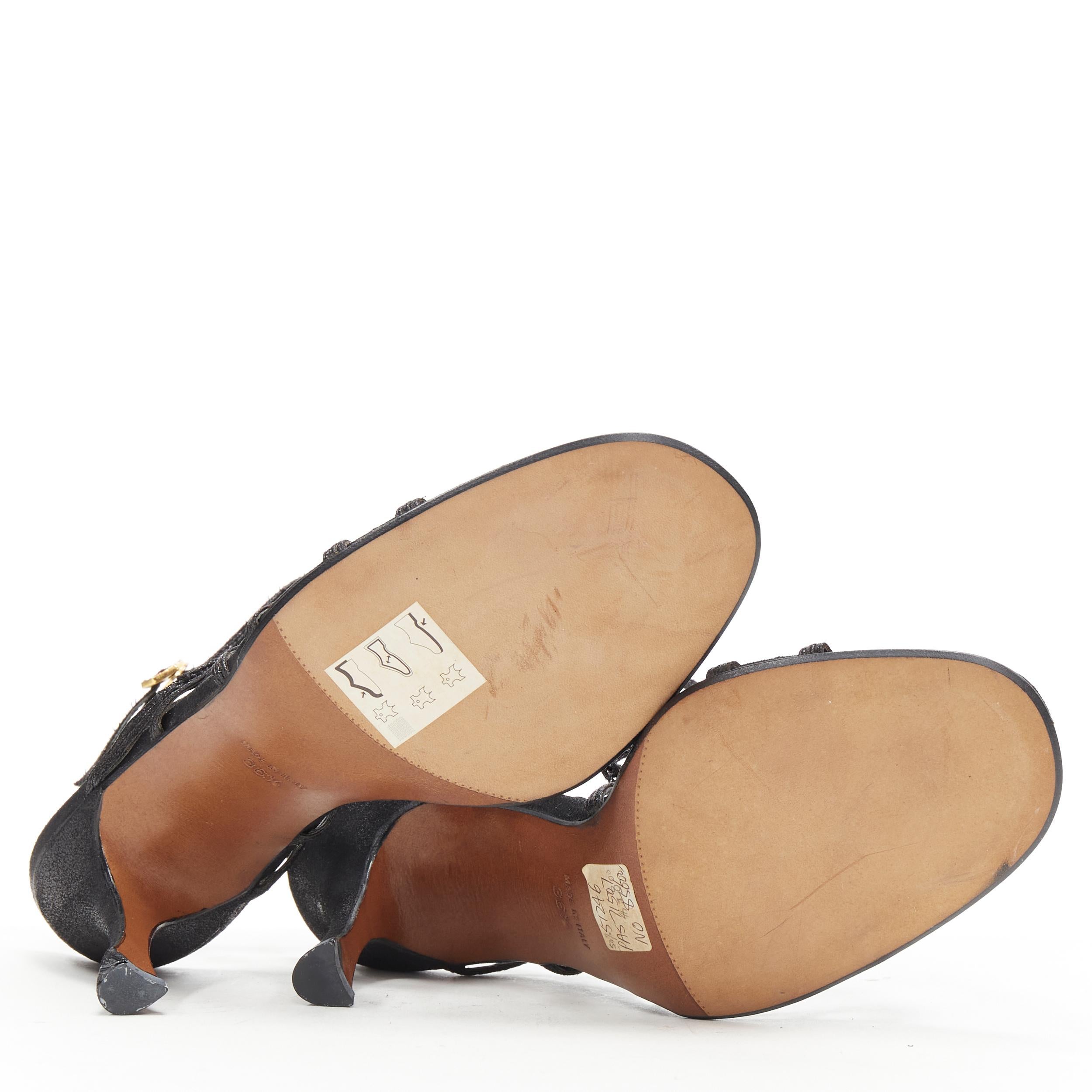 CHRISTIAN DIOR John Galliano Schwarze Vintage-Perlensandalen mit Riemchen EU36,5 1