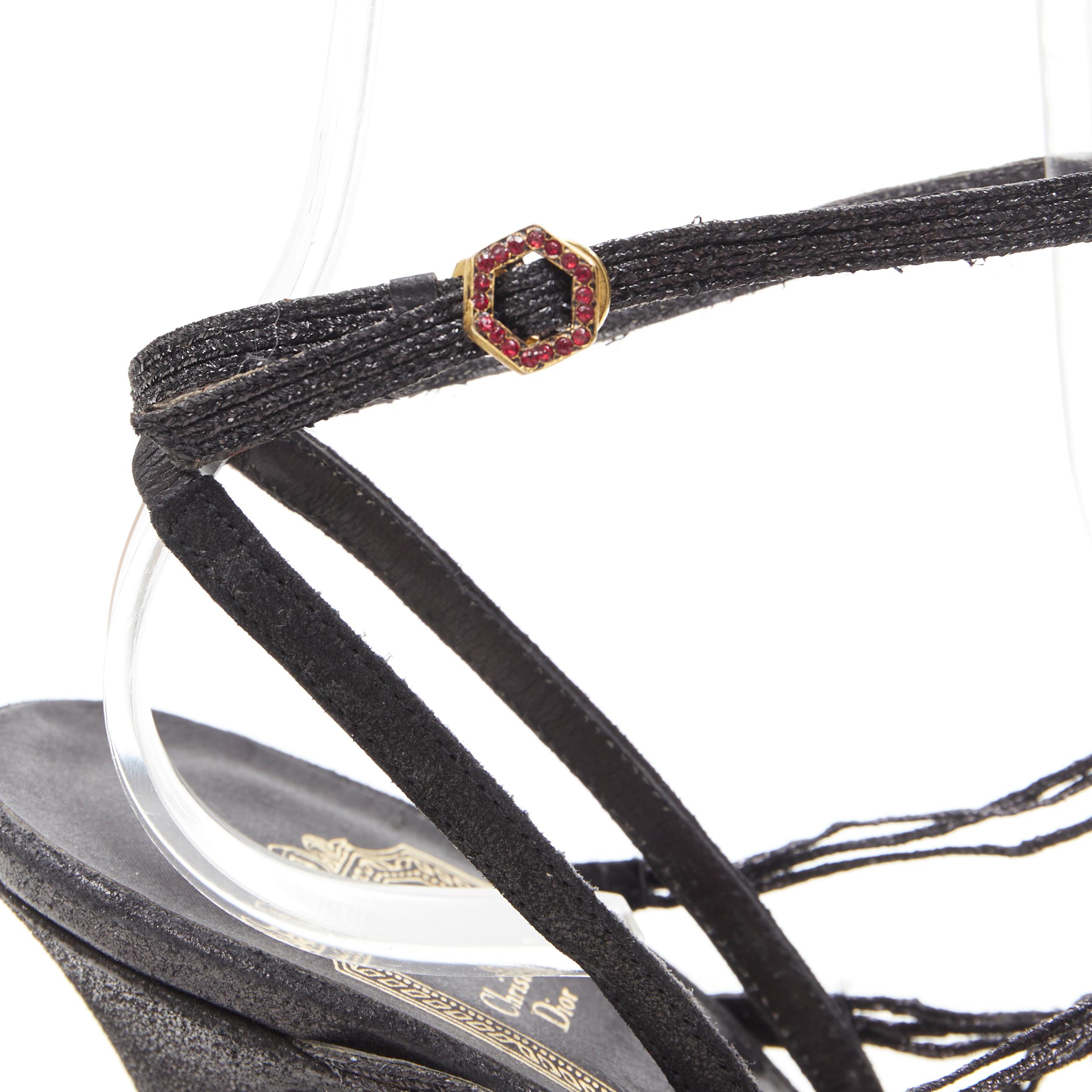 vintage CHRISTIAN DIOR John Galliano black strappy red bead sandal EU36.5 For Sale 1