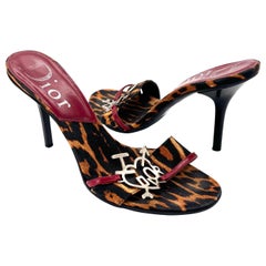 Vintage Christian Dior John Galliano Leopard Print I Love Dior Mule Sandals 36.5 Vintage Christian Dior John Galliano Leopard Print I Love Dior Mule Sandals 36.5