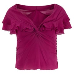 Vintage Christian Dior John Galliano S/S 2003 Magneta Silk Tie-Up Top