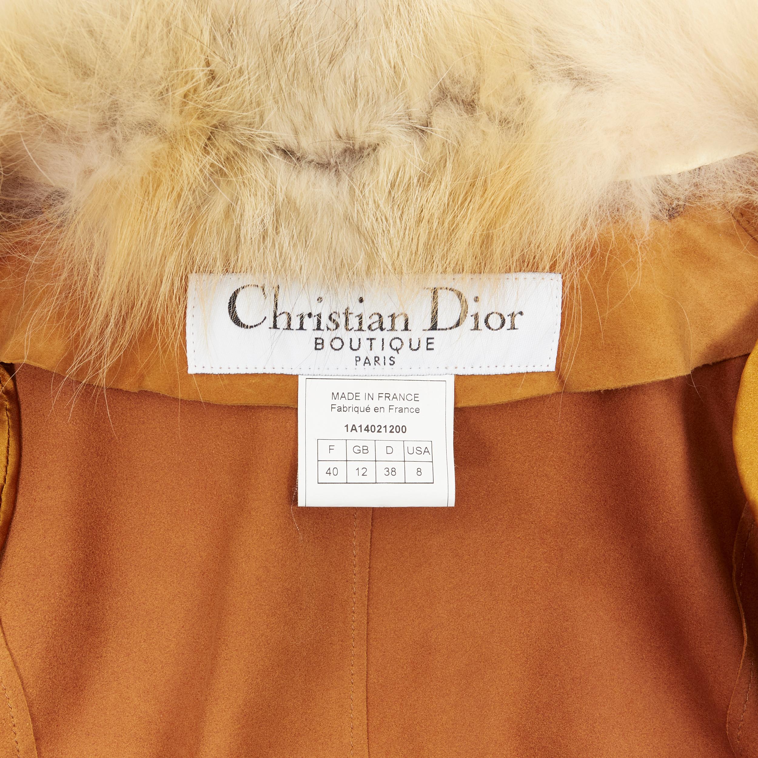 vintage CHRISTIAN DIOR JOHN GALLIANO tan brown suede fox collar jacket FR40 M 2