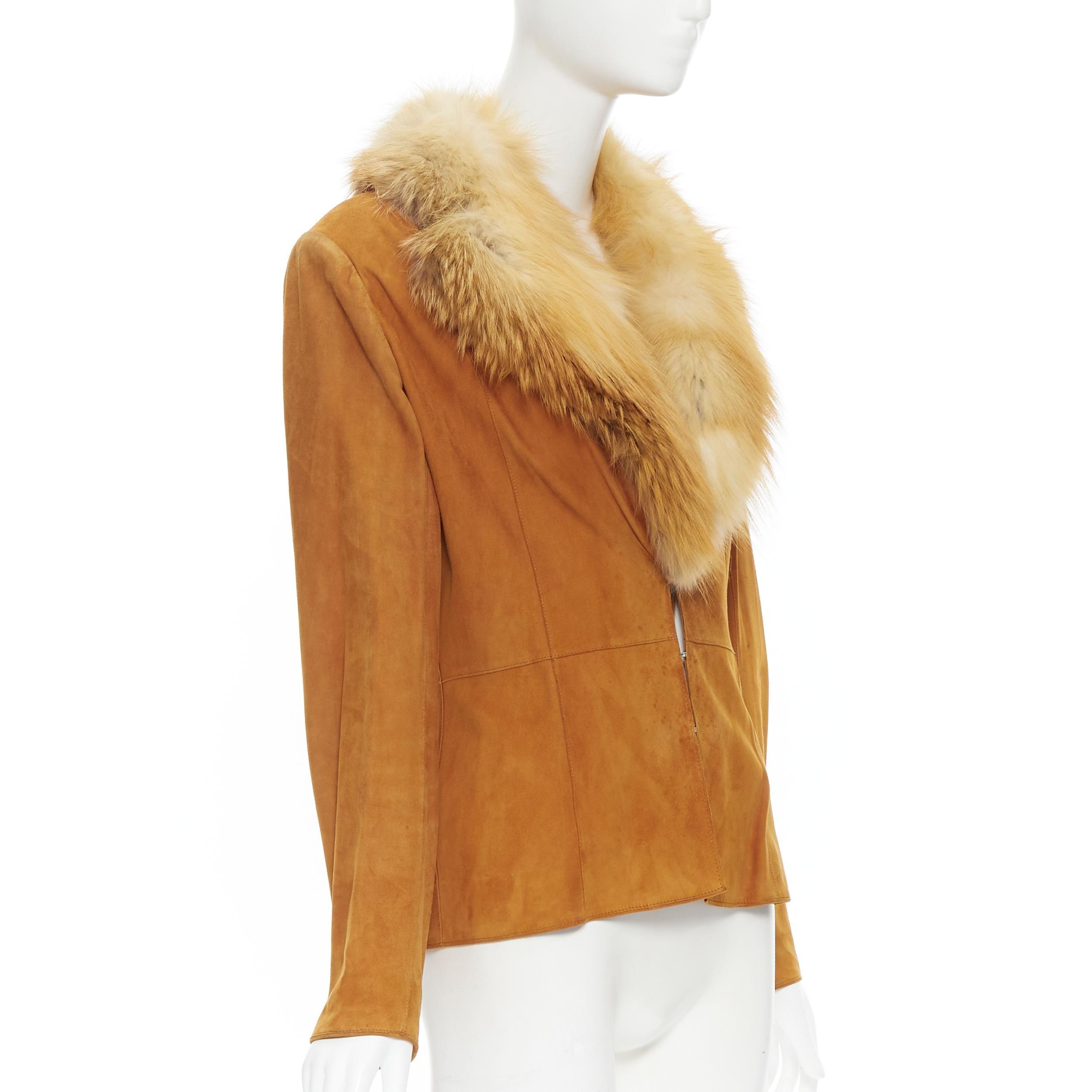 brown suede and fur jacket