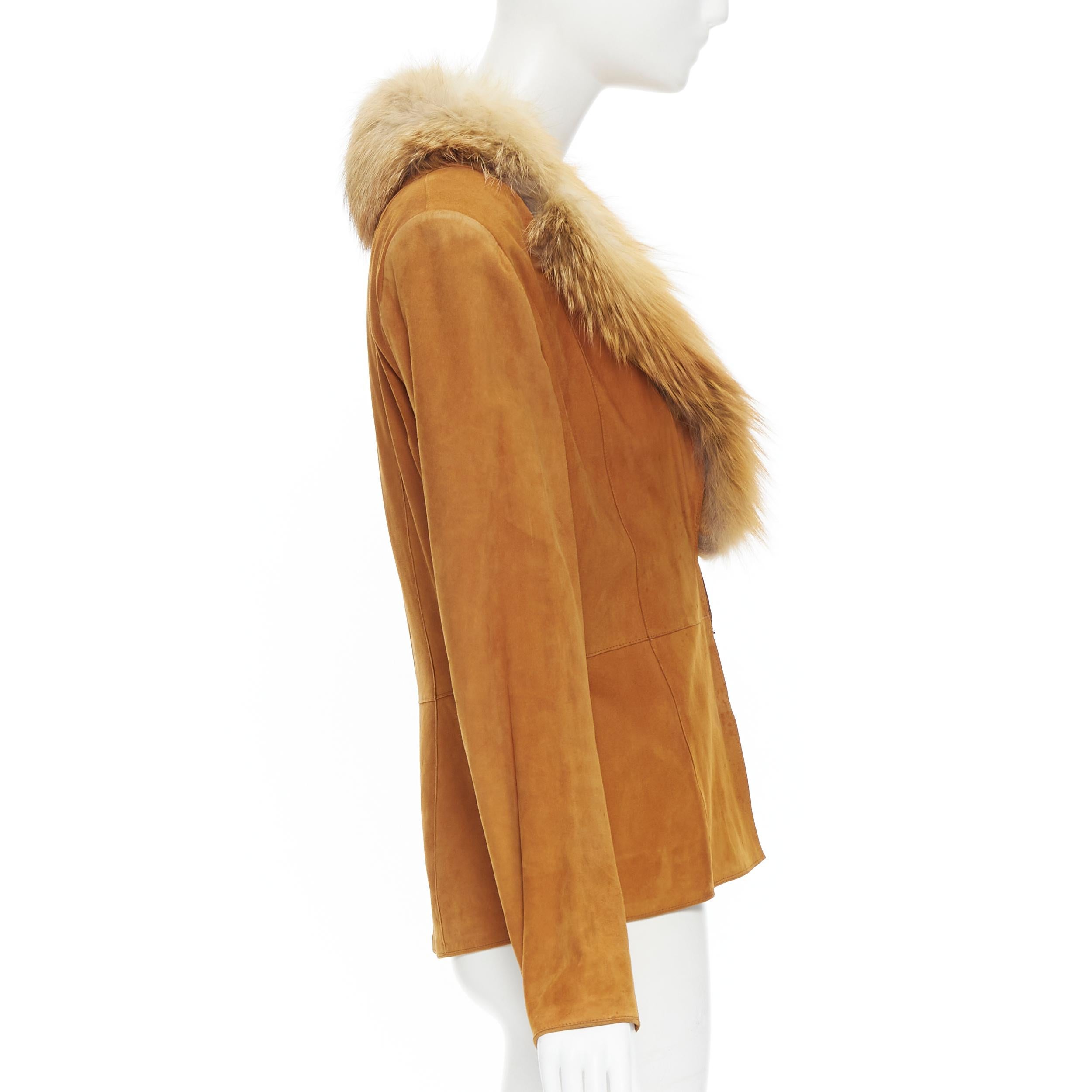 tan coat with fur collar