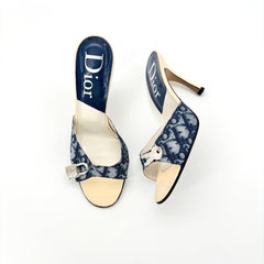 Vintage Christian Dior John Galliano for Christian Dior Trotter Print Padlock Key Mule Sandals 37.5