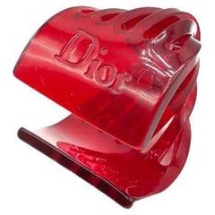 lauren london jumbo twist Vintage Christian Dior Jumbo Red Twisted Arc Logo Cuff 1990S