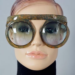 Vintage CHRISTIAN DIOR Lady Gaga Oversized Space Age Green Sunglasses