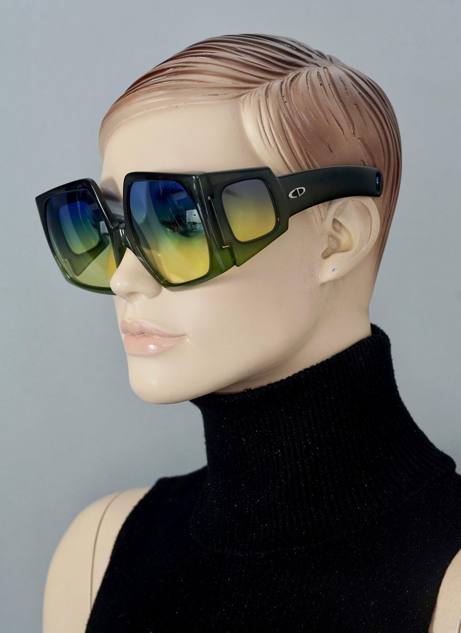 Women's or Men's Vintage CHRISTIAN DIOR Lady Gaga Square Side Lenses Oversized Space Age Sunglass