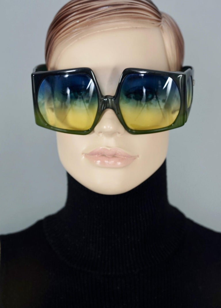 Vintage CHRISTIAN DIOR Lady Gaga Square Side Lenses Oversized Space Age