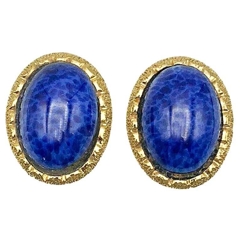 Vintage Christian Dior Lapis Blue Earrings 1980s