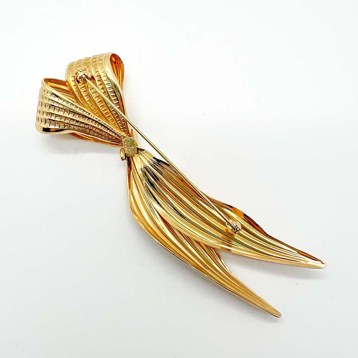 Women's Vintage Christian Dior Large Elongated Bow Brooch 1970s