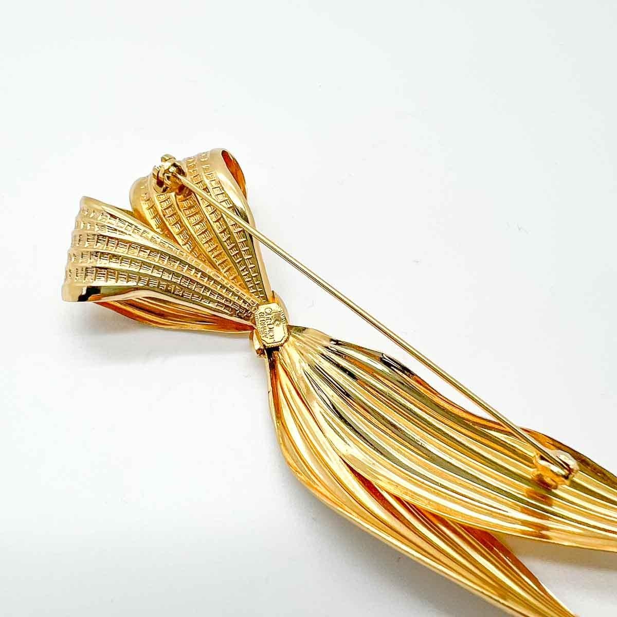 Vintage Christian Dior Large Elongated Bow Brooch 1970s 1